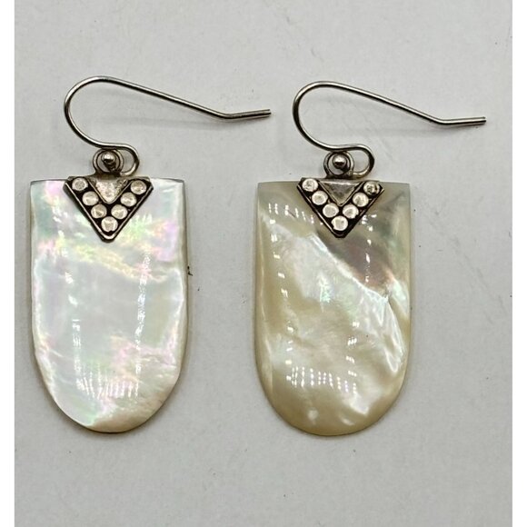925 Sterling Silver Mother Of Pearl Drop Earrings - Picture 1 of 4